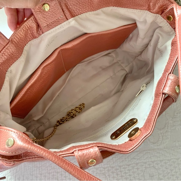 Botkier Metallic Leather Trigger Satchel Shoulder Bag Salmon Pink - Picture 9 of 16